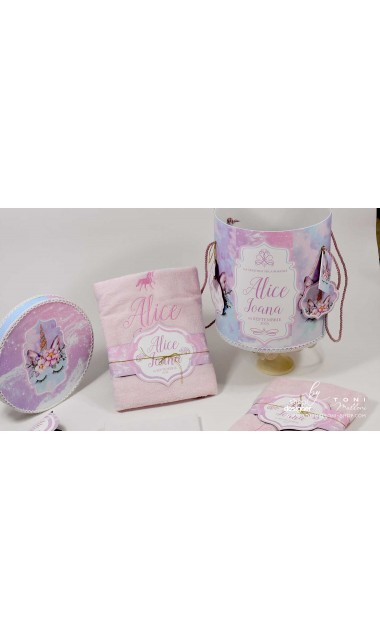 Trusou pentru fetite cu unicorn roz si turcoaz Unicorn roz bleu 9